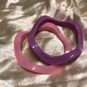 Pink & purple layered bracelets colorful spunky